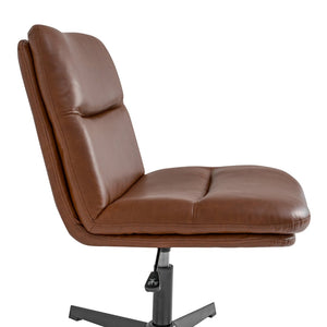 English Elm Chloe Commercial Wide Armless Task Office Chair with Ergonomic Support, Swivel, and Stable Base Cognac LeatherSoft/Black Frame CH-232196-CGN-BK-GG