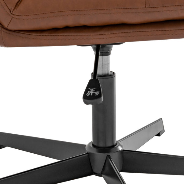 English Elm Chloe Commercial Wide Armless Task Office Chair with Ergonomic Support, Swivel, and Stable Base Cognac LeatherSoft/Black Frame CH-232196-CGN-BK-GG