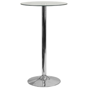 English Elm Fredrick Modern 23.75'' Round Glass Bar Table with Sleek Chrome Base - Perfect for Events & Entertaining CH-3-GG
