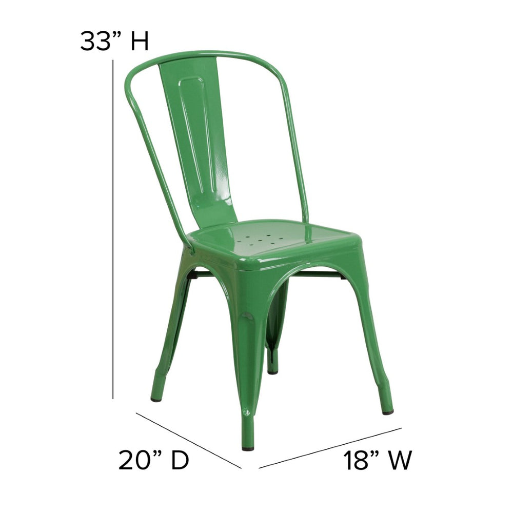English Elm Foster Commercial-Grade 5-Piece Metal Dining Set with Stackable Chairs for Indoor and Outdoor Use Green 31.5" Square ET-CT002-4-30-GN-GG
