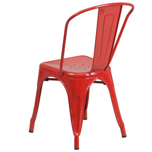 English Elm Perry Commercial Grade Metal Stackable Chair for Indoor and Outdoor Use - Durable Bistro Style Seating Red CH-31230-RED-GG
