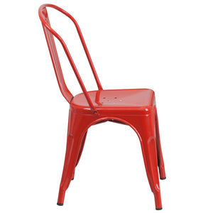 English Elm Perry Commercial Grade Metal Stackable Chair for Indoor and Outdoor Use - Durable Bistro Style Seating Red CH-31230-RED-GG