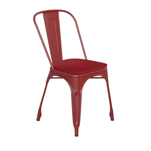 English Elm Perry Commercial Grade Metal Stackable Chair for Indoor-Outdoor Dining, Durable & Stylish Design Red Seat/Red Frame CH-31230-RED-PL1R-GG