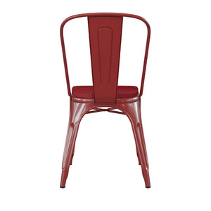English Elm Perry Commercial Grade Metal Stackable Chair for Indoor-Outdoor Dining, Durable & Stylish Design Red Seat/Red Frame CH-31230-RED-PL1R-GG