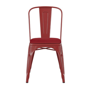 English Elm Perry Commercial Grade Metal Stackable Chair for Indoor-Outdoor Dining, Durable & Stylish Design Red Seat/Red Frame CH-31230-RED-PL1R-GG