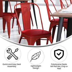 English Elm Perry Commercial Grade Metal Stackable Chair for Indoor-Outdoor Dining, Durable & Stylish Design Red Seat/Red Frame CH-31230-RED-PL1R-GG