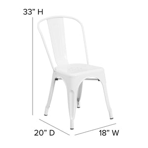 English Elm Perry Commercial Grade Metal Stackable Chair for Indoor and Outdoor Use - Durable Bistro Style Seating White CH-31230-WH-GG