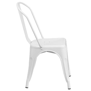 English Elm Perry Commercial Grade Metal Stackable Chair for Indoor and Outdoor Use - Durable Bistro Style Seating White CH-31230-WH-GG