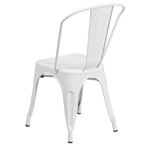 English Elm Perry Commercial Grade Metal Stackable Chair for Indoor and Outdoor Use - Durable Bistro Style Seating White CH-31230-WH-GG