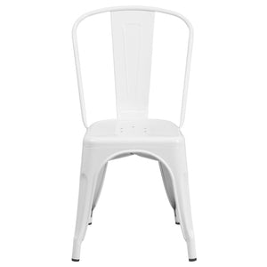 English Elm Perry Commercial Grade Metal Stackable Chair for Indoor and Outdoor Use - Durable Bistro Style Seating White CH-31230-WH-GG
