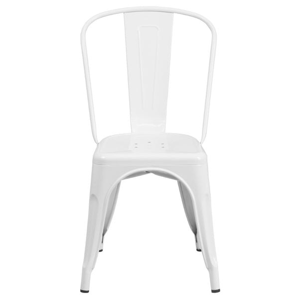 English Elm Perry Commercial Grade Metal Stackable Chair for Indoor and Outdoor Use - Durable Bistro Style Seating White CH-31230-WH-GG