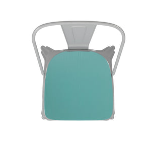 English Elm Perry Commercial Grade Metal Stackable Chair for Indoor-Outdoor Dining, Durable & Stylish Design Mint Green Seat/White Frame CH-31230-WH-PL1M-GG