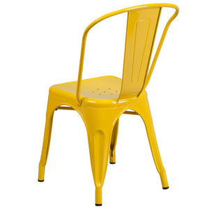 English Elm Perry Commercial Grade Metal Stackable Chair for Indoor and Outdoor Use - Durable Bistro Style Seating Yellow CH-31230-YL-GG