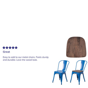 English Elm Perry Rustic Walnut Wood Seat Replacement Enhances Metal Chairs with Style & Comfort for All Spaces CH-31230M1D-GG