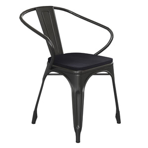 English Elm Luna Commercial Grade Metal Chair for Indoor-Outdoor Use - Durable, Stylish, and Stackable Design Black Seat/Black Frame CH-31270-BK-PL1B-GG