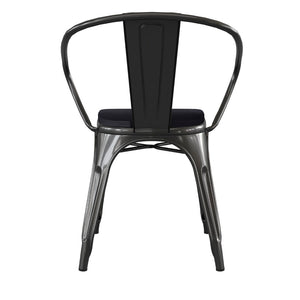 English Elm Luna Commercial Grade Metal Chair for Indoor-Outdoor Use - Durable, Stylish, and Stackable Design Black Seat/Black Frame CH-31270-BK-PL1B-GG