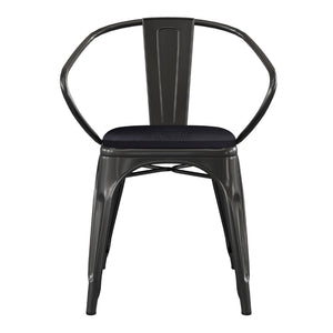 English Elm Luna Commercial Grade Metal Chair for Indoor-Outdoor Use - Durable, Stylish, and Stackable Design Black Seat/Black Frame CH-31270-BK-PL1B-GG