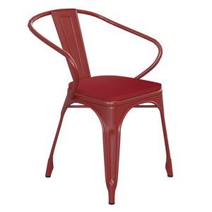 English Elm Luna Commercial Grade Metal Chair for Indoor-Outdoor Use - Durable, Stylish, and Stackable Design Red Seat/Red Frame CH-31270-RED-PL1R-GG
