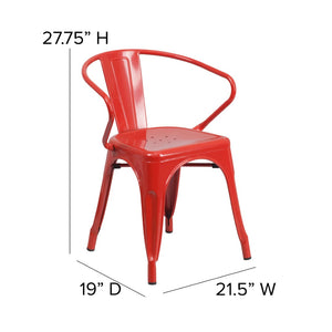 English Elm Luna Commercial Grade Metal Chair for Indoor-Outdoor Use - Durable, Stylish, and Stackable Design Red Seat/Red Frame CH-31270-RED-PL1R-GG