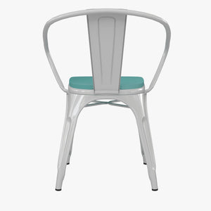 English Elm Luna Commercial Grade Metal Chair for Indoor-Outdoor Use - Durable, Stylish, and Stackable Design Mint Green Seat/White Frame CH-31270-WH-PL1M-GG