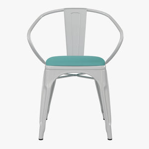 English Elm Luna Commercial Grade Metal Chair for Indoor-Outdoor Use - Durable, Stylish, and Stackable Design Mint Green Seat/White Frame CH-31270-WH-PL1M-GG