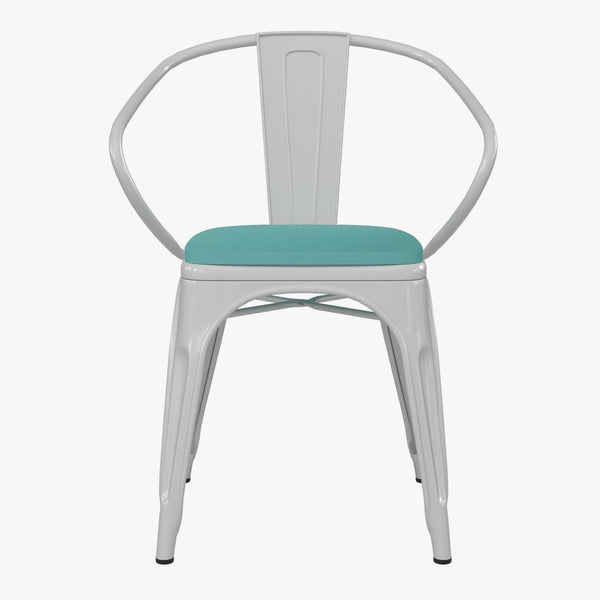 English Elm Luna Commercial Grade Metal Chair for Indoor-Outdoor Use - Durable, Stylish, and Stackable Design Mint Green Seat/White Frame CH-31270-WH-PL1M-GG