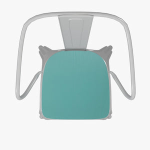 English Elm Luna Commercial Grade Metal Chair for Indoor-Outdoor Use - Durable, Stylish, and Stackable Design Mint Green Seat/White Frame CH-31270-WH-PL1M-GG