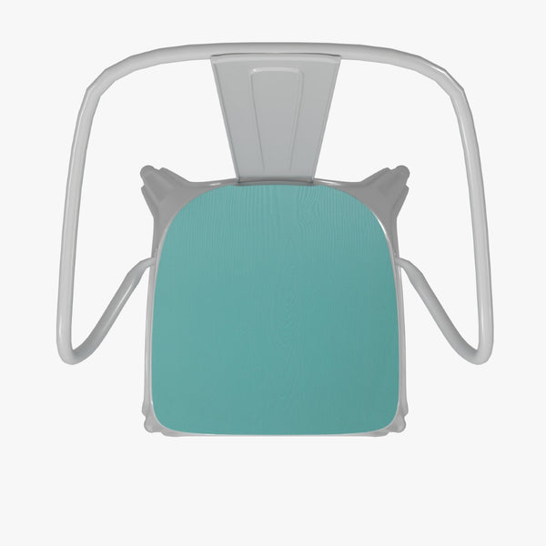 English Elm Luna Commercial Grade Metal Chair for Indoor-Outdoor Use - Durable, Stylish, and Stackable Design Mint Green Seat/White Frame CH-31270-WH-PL1M-GG