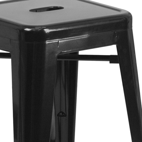 English Elm Kai Commercial Grade 24" High Backless Metal Counter Stool for Indoor-Outdoor Dining Spaces Black CH-31320-24-BK-GG