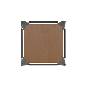 English Elm Kai Commercial Grade 24" Backless Metal Counter Stool for Indoor-Outdoor Use - Durable & Stylish Design Teak Seat/Black Frame CH-31320-24-BK-PL2T-GG