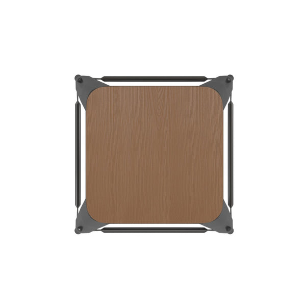 English Elm Kai Commercial Grade 24" Backless Metal Counter Stool for Indoor-Outdoor Use - Durable & Stylish Design Teak Seat/Black Frame CH-31320-24-BK-PL2T-GG