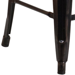English Elm Kai Commercial Grade 24" High Backless Metal Counter Stool for Indoor-Outdoor Dining Spaces Black-Antique Gold CH-31320-24-BQ-GG