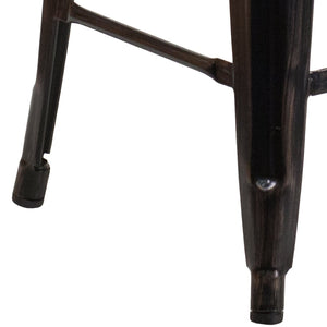 English Elm Lily 24" High Backless Metal Counter Stool with Stylish Wood Seat for Modern Industrial Spaces Black-Antique Gold CH-31320-24-BQ-WD-GG