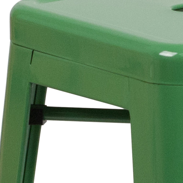 English Elm Kai Commercial Grade 24" High Backless Metal Counter Stool for Indoor-Outdoor Dining Spaces Green CH-31320-24-GN-GG