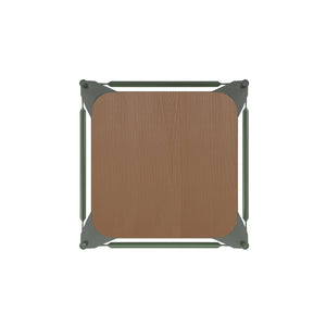 English Elm Kai Commercial Grade 24" Backless Metal Counter Stool for Indoor-Outdoor Use - Durable & Stylish Design Teak Seat/Green Frame CH-31320-24-GN-PL2T-GG