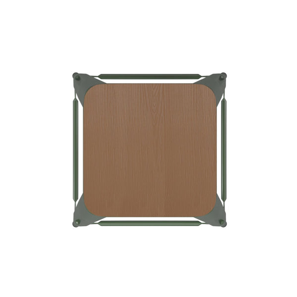 English Elm Kai Commercial Grade 24" Backless Metal Counter Stool for Indoor-Outdoor Use - Durable & Stylish Design Teak Seat/Green Frame CH-31320-24-GN-PL2T-GG