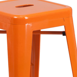 English Elm Kai Commercial Grade 24" High Backless Metal Counter Stool for Indoor-Outdoor Dining Spaces Orange CH-31320-24-OR-GG