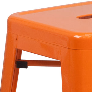 English Elm Kai Commercial Grade 24" High Backless Metal Counter Stool for Indoor-Outdoor Dining Spaces Orange CH-31320-24-OR-GG