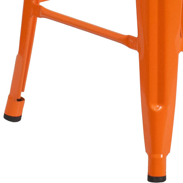 English Elm Kai Commercial Grade 24" High Backless Metal Counter Stool for Indoor-Outdoor Dining Spaces Orange CH-31320-24-OR-GG