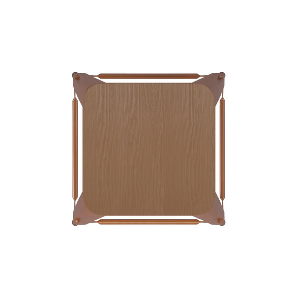 English Elm Kai Commercial Grade 24" Backless Metal Counter Stool for Indoor-Outdoor Use - Durable & Stylish Design Teak Seat/Orange Frame CH-31320-24-OR-PL2T-GG