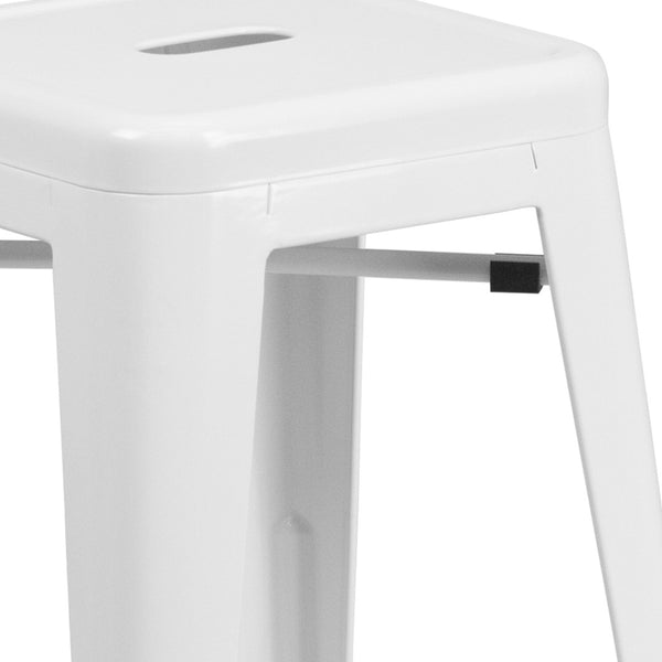 English Elm Kai Commercial Grade 24" High Backless Metal Counter Stool for Indoor-Outdoor Dining Spaces White CH-31320-24-WH-GG