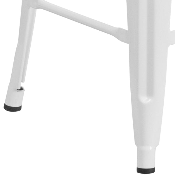English Elm Kai Commercial Grade 24" High Backless Metal Counter Stool for Indoor-Outdoor Dining Spaces White CH-31320-24-WH-GG