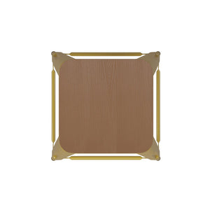 English Elm Kai Commercial Grade 24" Backless Metal Counter Stool for Indoor-Outdoor Use - Durable & Stylish Design Teak Seat/Yellow Frame CH-31320-24-YL-PL2T-GG