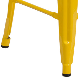 English Elm Lily 24" High Backless Metal Counter Stool with Stylish Wood Seat for Modern Industrial Spaces Yellow CH-31320-24-YL-WD-GG