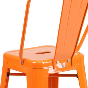 English Elm Kai Commercial Grade 24" High Metal Counter Height Stool for Indoor-Outdoor Use with Removable Back Orange CH-31320-24GB-OR-GG