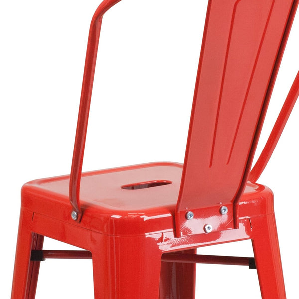English Elm Kai Commercial Grade 24" High Metal Counter Height Stool for Indoor-Outdoor Use with Removable Back Red CH-31320-24GB-RED-GG