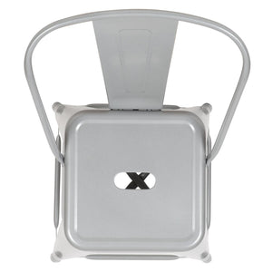 English Elm Kai Commercial Grade 24" High Metal Counter Height Stool for Indoor-Outdoor Use with Removable Back Silver CH-31320-24GB-SIL-GG