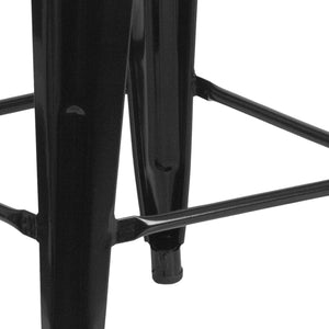 English Elm Lily 30" High Backless Metal Barstool with Square Wood Seat - Durable, Stackable & Stylish Design Black CH-31320-30-BK-WD-GG
