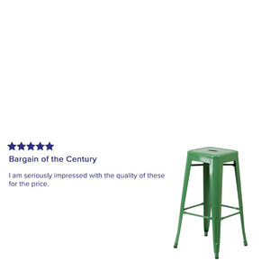 English Elm Kai Commercial Grade 30-Inch Backless Metal Barstool for Indoor and Outdoor Use, Stackable Design Green CH-31320-30-GN-GG