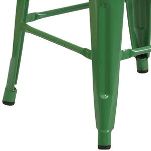 English Elm Lily 30" High Backless Metal Barstool with Square Wood Seat - Durable, Stackable & Stylish Design Green CH-31320-30-GN-WD-GG